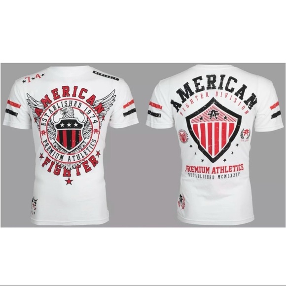 AMERICAN FIGHTER Excelsior White Athletic Fit Mens Crewneck T-shirt L-3XL NWT - Picture 2 of 10